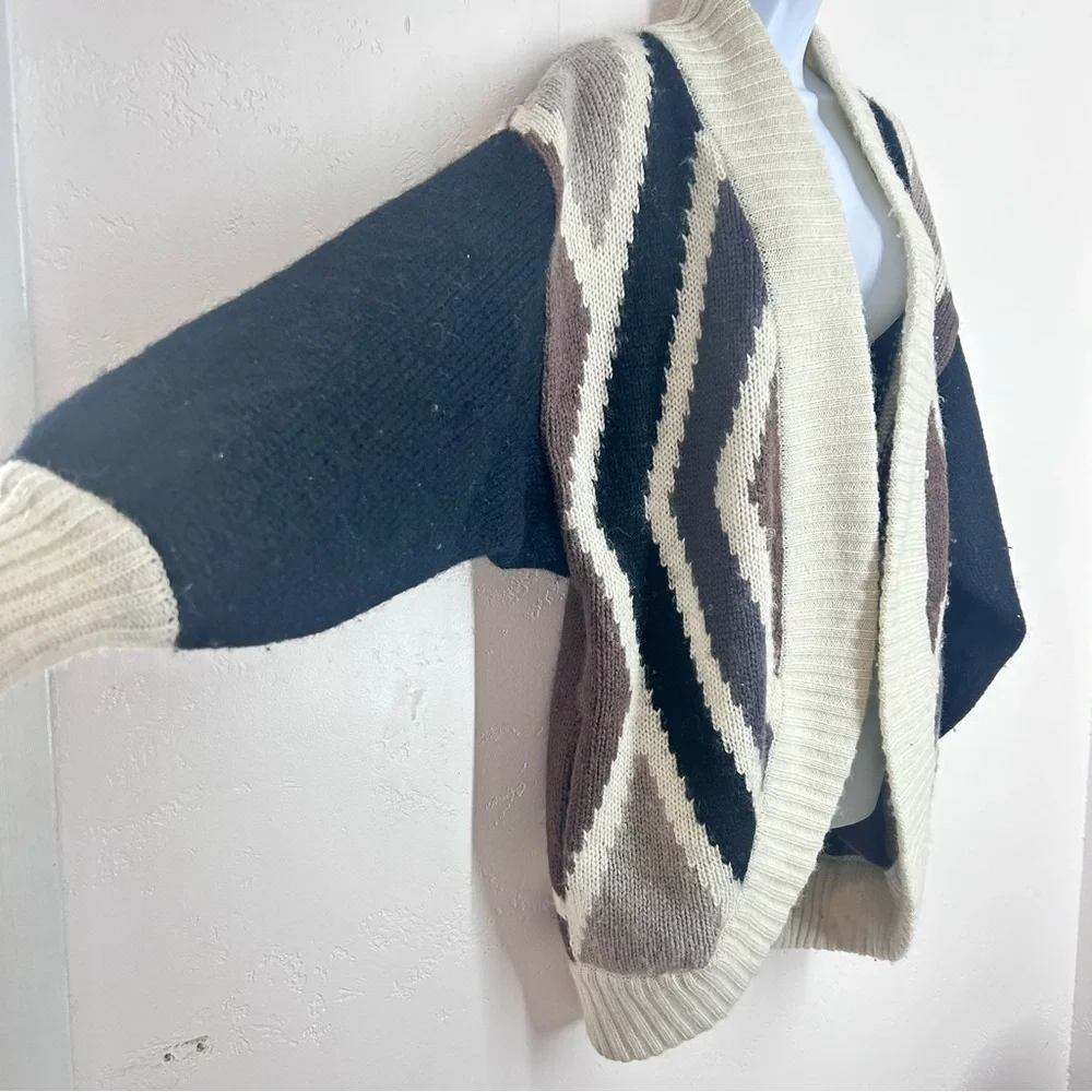 Oversized Vintage Cocoon Mohair Blend Geometric Patterned Women's Sweater S/M
